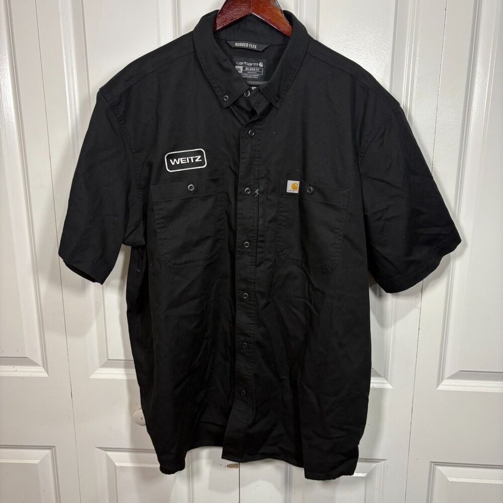 Carhartt Rugged Flex Relaxed Fit XXL Work Shirt Black Short Sleeve WEITZ